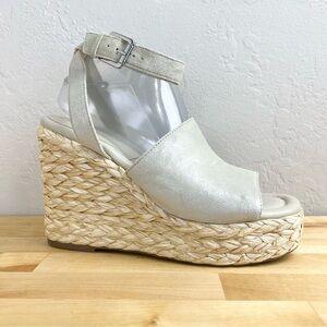 NEW‎ Marc Fisher Nelly Light Natural Platform Wedge Espadrille Sandals Size 9.5